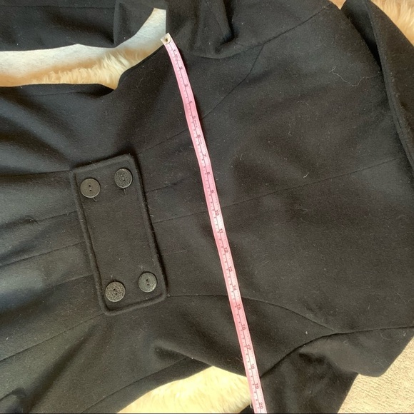 Tahari Black Classic Designer Cowl Collar Wool Winter Pea Coat Size 4 - Picture 9 of 9